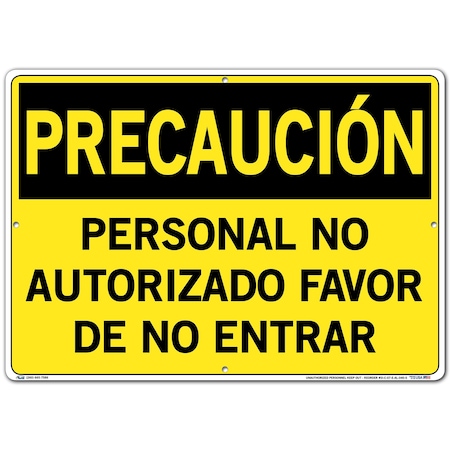 Vestil Aluminum Sign, 14-1/2" Height, 20-1/2" Width, Aluminum, Rectangle, Spanish SI-C-07-E-AL-040-S